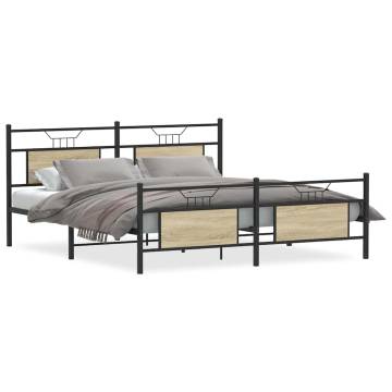 Sonoma Oak Metal Bed Frame 180x200 cm - Super King Size