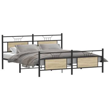 Sonoma Oak Metal Bed Frame 180x200 cm - Super King Size