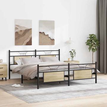 Sonoma Oak Metal Bed Frame 180x200 cm - Super King Size