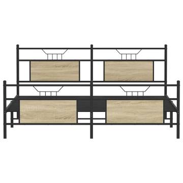 Sonoma Oak Metal Bed Frame 180x200 cm - Super King Size