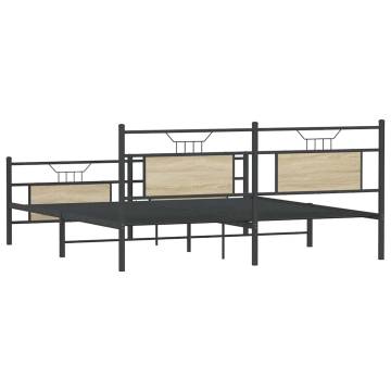 Sonoma Oak Metal Bed Frame 180x200 cm - Super King Size