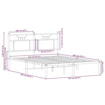 Sonoma Oak Metal Bed Frame 180x200 cm - Super King Size