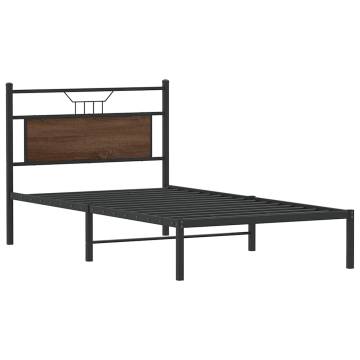 Brown Oak Bed Frame 100x190 cm - No Mattress Included