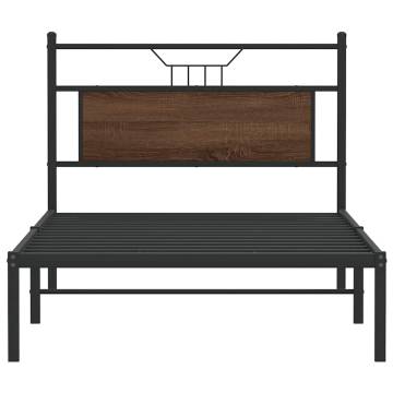 Brown Oak Bed Frame 100x190 cm - No Mattress Included