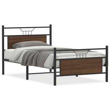 Bed Frame without Mattress in Brown Oak - 100x200 cm