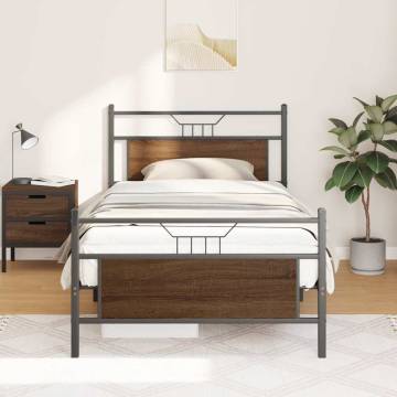 Bed Frame without Mattress in Brown Oak - 100x200 cm