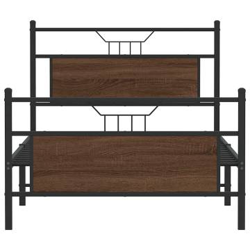 Bed Frame without Mattress in Brown Oak - 100x200 cm