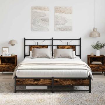 Stylish Smoked Oak Bed Frame 137x190 cm - No Mattress Included