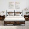  Bed Frame without Mattress Smoked Oak 137x190 cm Engineered Wood Colour smoked oak Size 137 x 190 cm Model with headboard & dual low footboard 