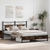 Stylish Smoked Oak Bed Frame 137x190 cm - No Mattress Included