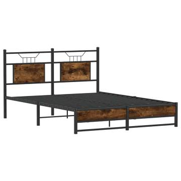 Stylish Smoked Oak Bed Frame 137x190 cm - No Mattress Included