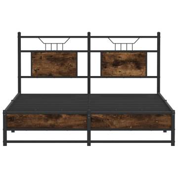 Stylish Smoked Oak Bed Frame 137x190 cm - No Mattress Included