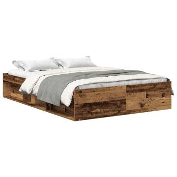 Durable Old Wood Bed Frame 120x200cm - Engineered Wood