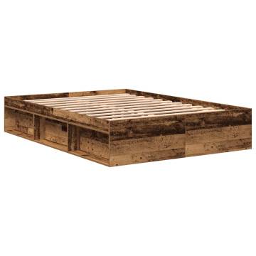 Durable Old Wood Bed Frame 120x200cm - Engineered Wood