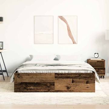 Durable Bed Frame without Mattress - Old Wood 140x200cm