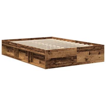 Durable Bed Frame without Mattress - Old Wood 140x200cm