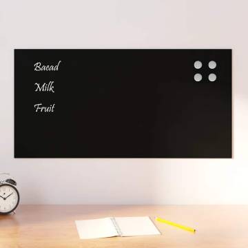 Wall-Mounted Magnetic Board Black 80x40 cm Tempered Glass