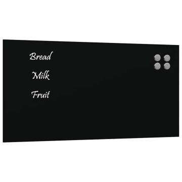 Wall-Mounted Magnetic Board Black 80x40 cm Tempered Glass