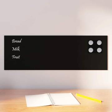 Wall-Mounted Magnetic Board Black 60x20 cm - Tempered Glass