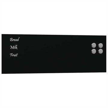 Wall-Mounted Magnetic Board Black 60x20 cm - Tempered Glass