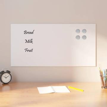 Wall-mounted Magnetic Board White 80x40 cm - Tempered Glass