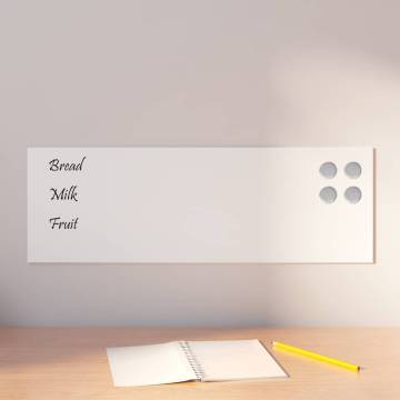 Wall-Mounted Magnetic Board White 60x20 cm - Tempered Glass