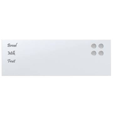 Wall-Mounted Magnetic Board White 60x20 cm - Tempered Glass