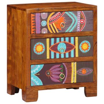 Multicolour Sideboard - Solid Wood Acacia | 50x35x60 cm