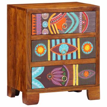 Multicolour Sideboard - Solid Wood Acacia | 50x35x60 cm