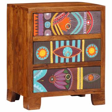 Multicolour Sideboard - Solid Wood Acacia | 50x35x60 cm