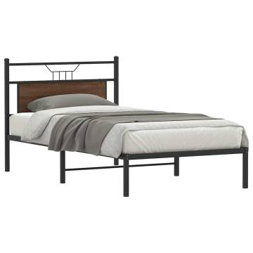 Brown Oak Bed Frame 107x203 cm - Durable & Stylish Design