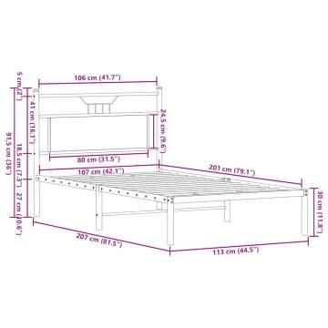 Brown Oak Bed Frame 107x203 cm - Durable & Stylish Design