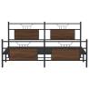 Brown Oak Metal Bed Frame 160x200 cm - Durable & Stylish