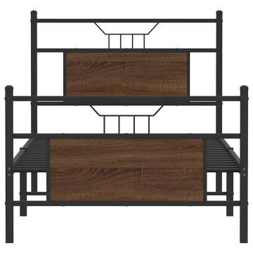 Brown Oak Bed Frame 90x200 cm - Durable Engineered Wood