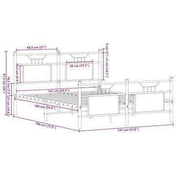 Brown Oak Bed Frame 140x190 cm - Stylish & Durable