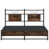 Smoked Oak Bed Frame 140x190 cm - Engineered Wood & Steel