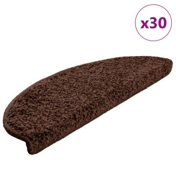 Stair Mats 30 pcs Brown 65x21x4 cm - Non-slip & Washable