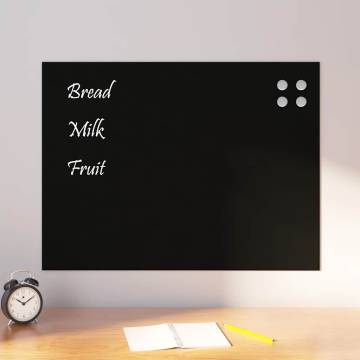 Wall-mounted Magnetic Board Black 80x60 cm - Tempered Glass