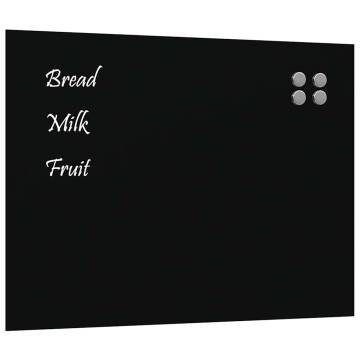 Wall-mounted Magnetic Board Black 80x60 cm - Tempered Glass