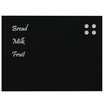 Wall-mounted Magnetic Board Black 80x60 cm - Tempered Glass