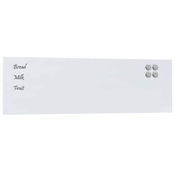 Wall-Mounted Magnetic Board White 100x30 cm - Tempered Glass