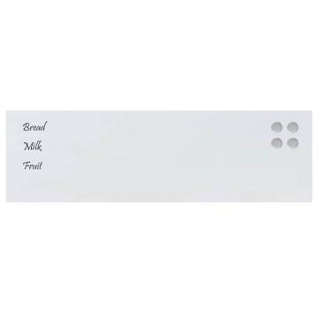 Wall-Mounted Magnetic Board White 100x30 cm - Tempered Glass