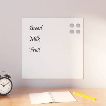 Wall-mounted Magnetic Board White 40x40 cm Tempered Glass