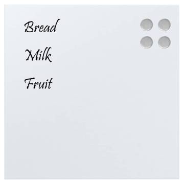 Wall-mounted Magnetic Board White 40x40 cm Tempered Glass