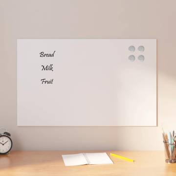 Wall-mounted Magnetic Board 80x50 cm White Tempered Glass