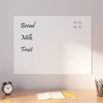 Wall-mounted Magnetic Board White 80x60 cm - Tempered Glass