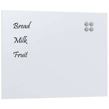 Wall-mounted Magnetic Board White 80x60 cm - Tempered Glass