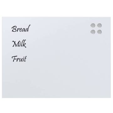 Wall-mounted Magnetic Board White 80x60 cm - Tempered Glass