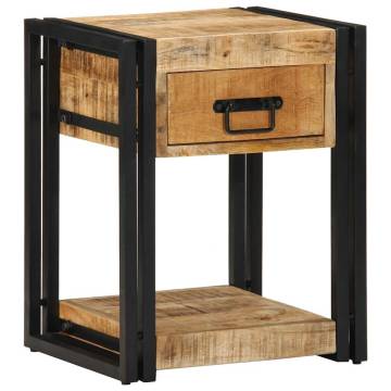 Solid Mango Wood Bedside Cabinet - Timeless Elegance