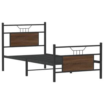 Brown Oak Bed Frame 80x200 cm - Durable & Stylish Design